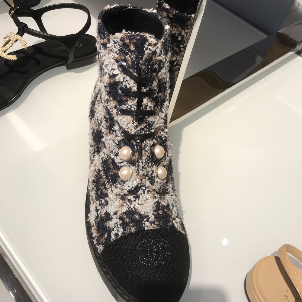 Chanel Tweed Boots